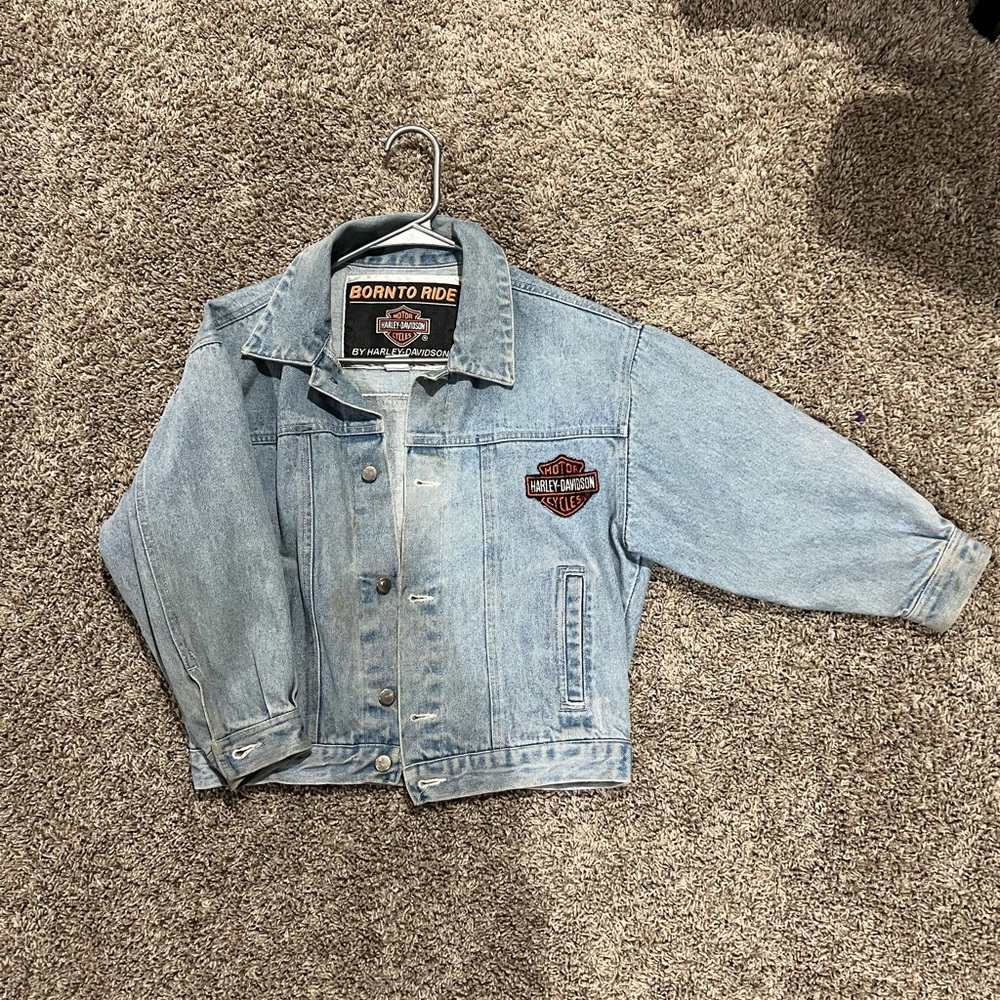 VintAge womens 3/4 sleeve Harley jean jacket